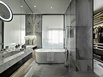 137平米轻奢风格四室卫生间装修效果图，背景墙创意设计图