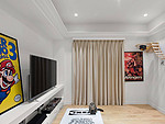125平米美式风格三室卧室装修效果图，窗帘创意设计图