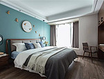 159平米新中式风格四室卧室装修效果图，背景墙创意设计图