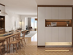 94平米日式风格三室餐厅装修效果图，餐桌创意设计图
