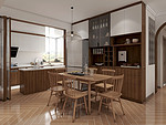 134平米日式风格三室餐厅装修效果图，餐桌创意设计图
