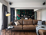 123平米混搭风格三室客厅装修效果图，沙发创意设计图