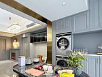 150平米美式风格三室茶室装修效果图，软装创意设计图