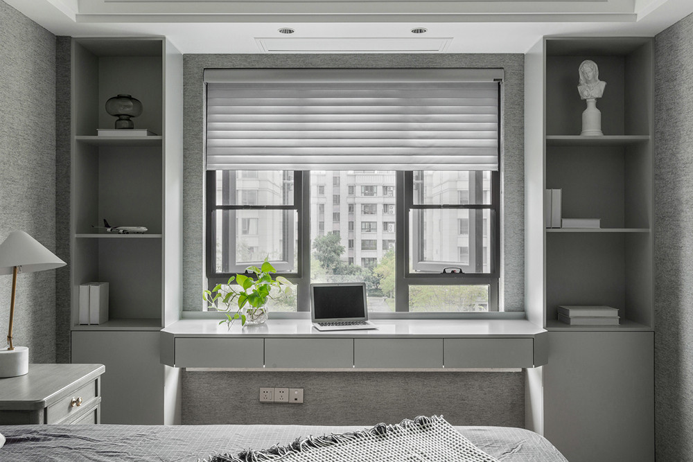 170平米美式风格四室卧室装修效果图，书柜创意设计图