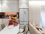 102平米现代简约风二室餐厅装修效果图，餐桌创意设计图