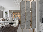96平米轻奢风格三室客厅装修效果图，沙发创意设计图