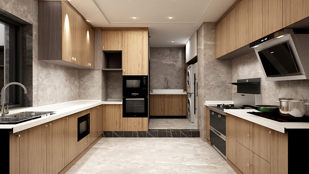 266平米轻奢风格五室厨房装修效果图，橱柜创意设计图