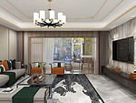 88平米轻奢风格五室客厅装修效果图，窗帘创意设计图