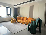 115平米现代简约风四室客厅装修效果图，软装创意设计图