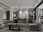 130平米现代简约风三室客厅装修效果图，背景墙创意设计图
