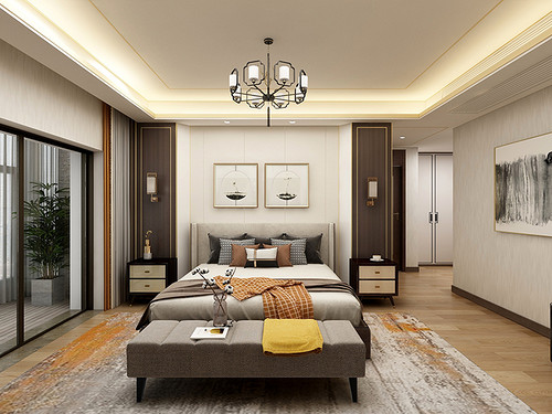 266平米轻奢风格五室卧室装修效果图,灯饰创意设计图