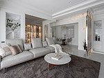 96平米轻奢风格三室客厅装修效果图，沙发创意设计图