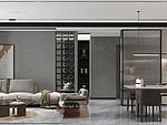 55平米轻奢风格四室客厅装修效果图，隔断创意设计图