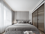 153平米现代简约风复式卧室装修效果图，背景墙创意设计图