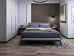 160平米现代简约风二室卧室装修效果图，背景墙创意设计图