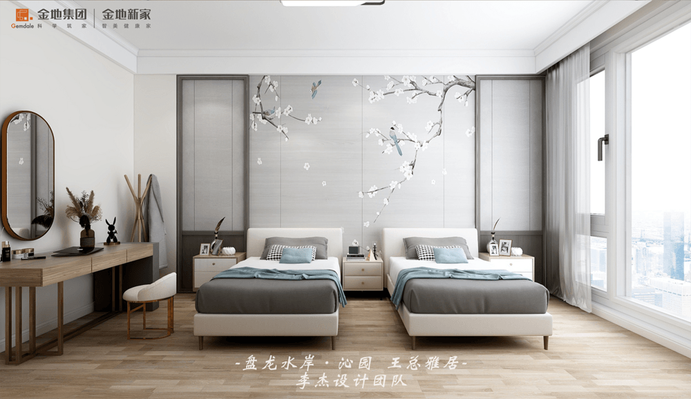 270平米现代简约风别墅卧室装修效果图，背景墙创意设计图