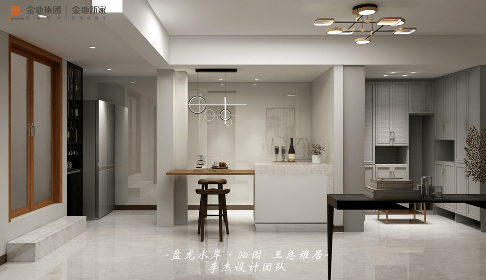 270平米现代简约风别墅厨房装修效果图，橱柜创意设计图