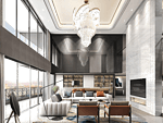330平米轻奢风格四室客厅装修效果图，吊顶创意设计图