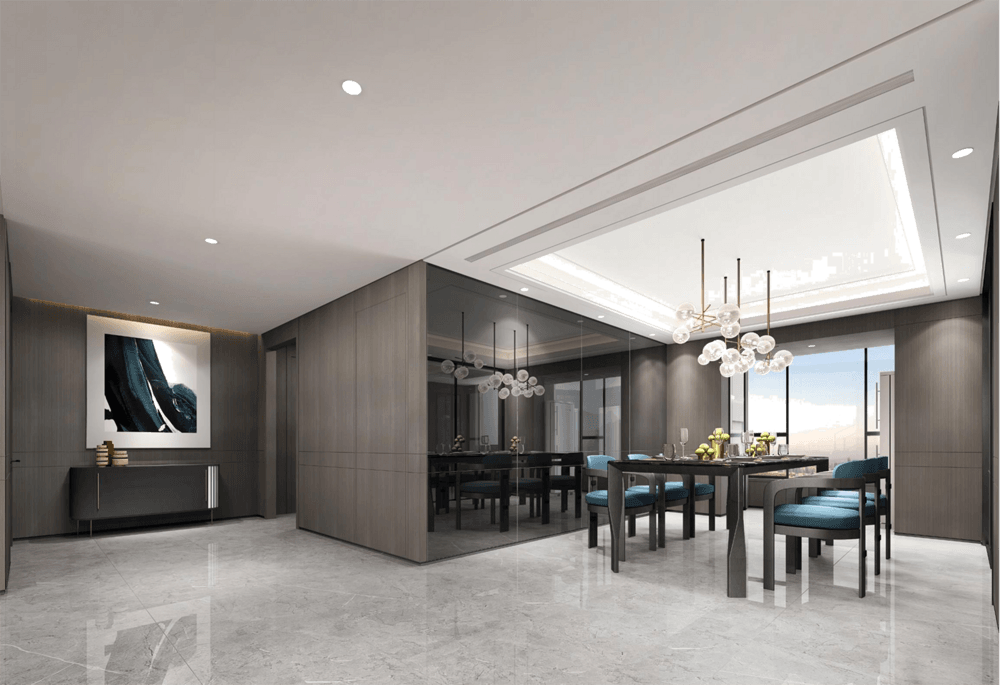 190平米轻奢风格四室餐厅装修效果图，酒柜创意设计图