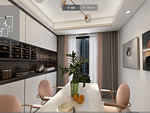 115平米轻奢风格三室餐厅装修效果图，背景墙创意设计图