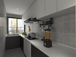 180平米现代简约风二室厨房装修效果图，橱柜创意设计图